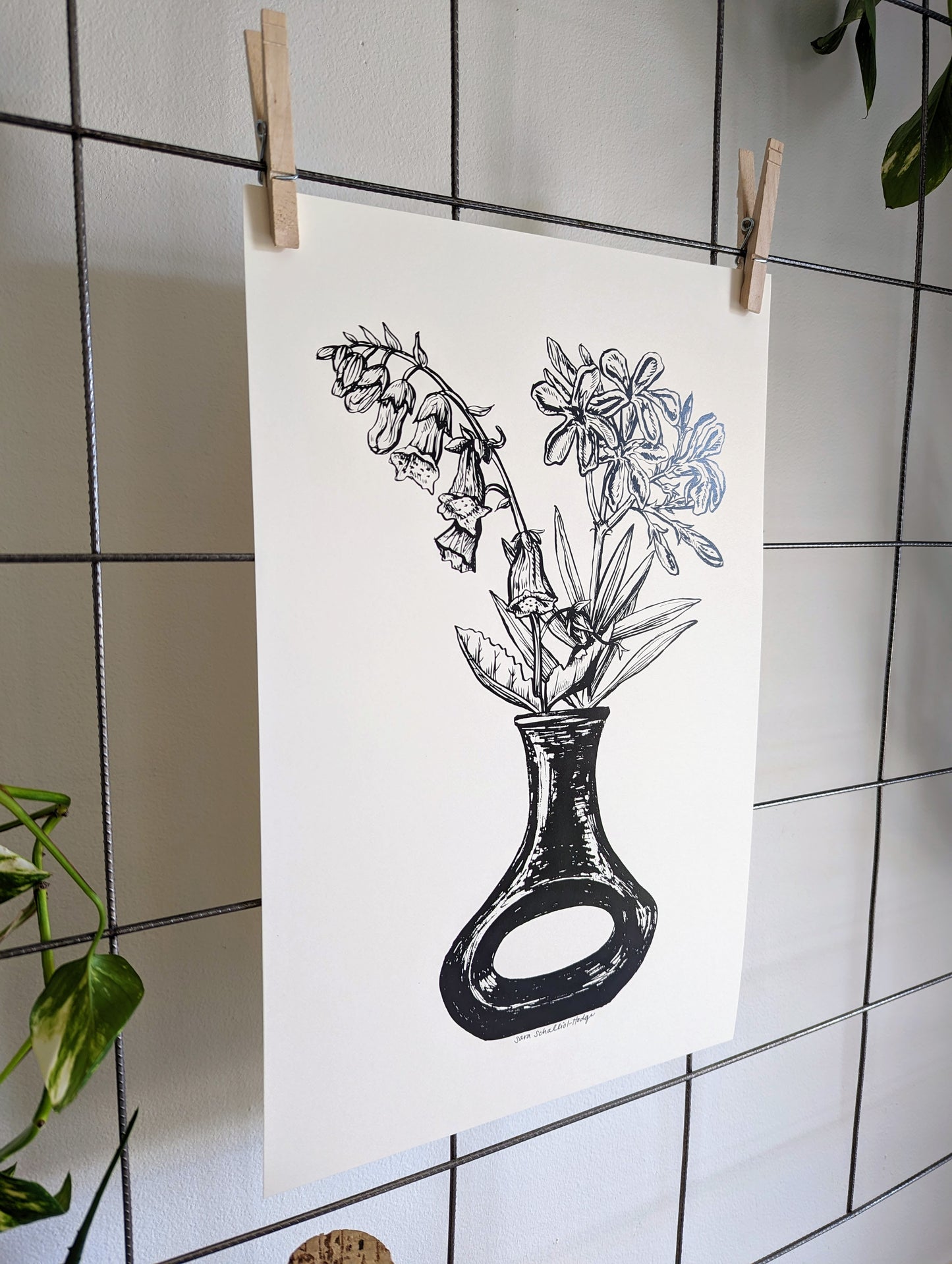 art print | void vase with foxglove & oleander