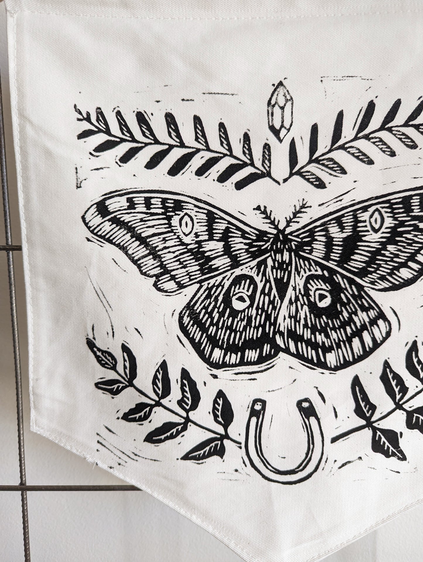 blockprinted pennant flag - luck moth