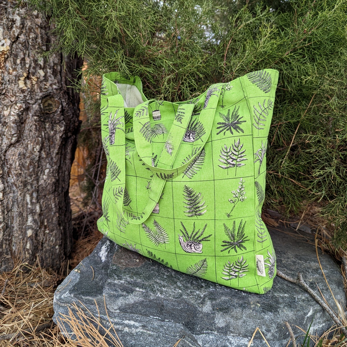 tote bag | fern specimens - green plant canvas screenprinted tote