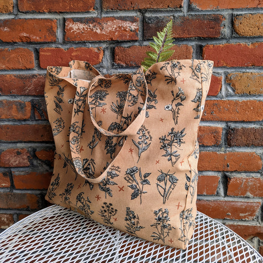 tote bag | fatal florals - pink poisonous flower canvas screenprinted tote