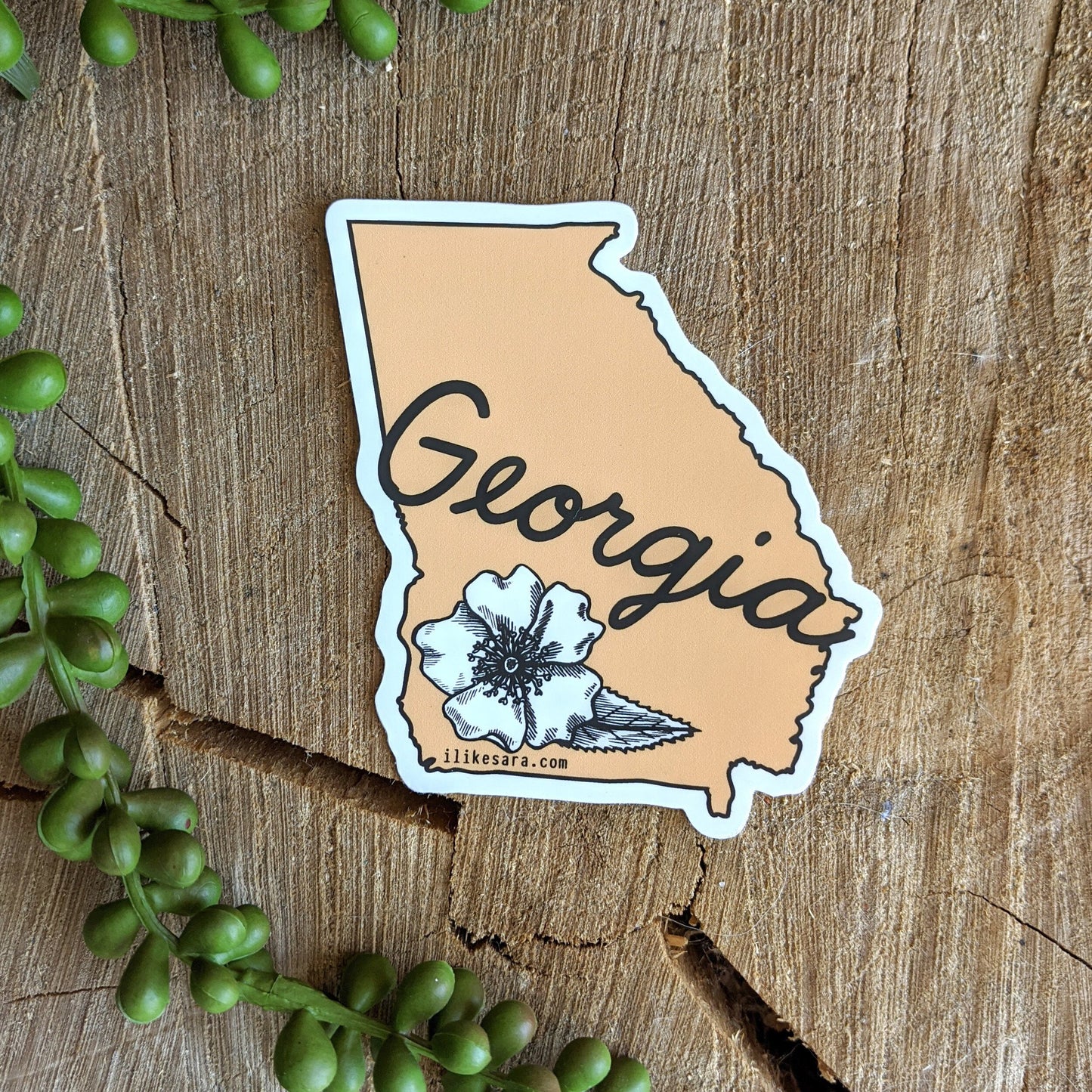 sticker | georgia cherokee rose - waterproof uv-resistant vinyl state flower decal