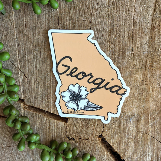 sticker | georgia cherokee rose - waterproof uv-resistant vinyl state flower decal