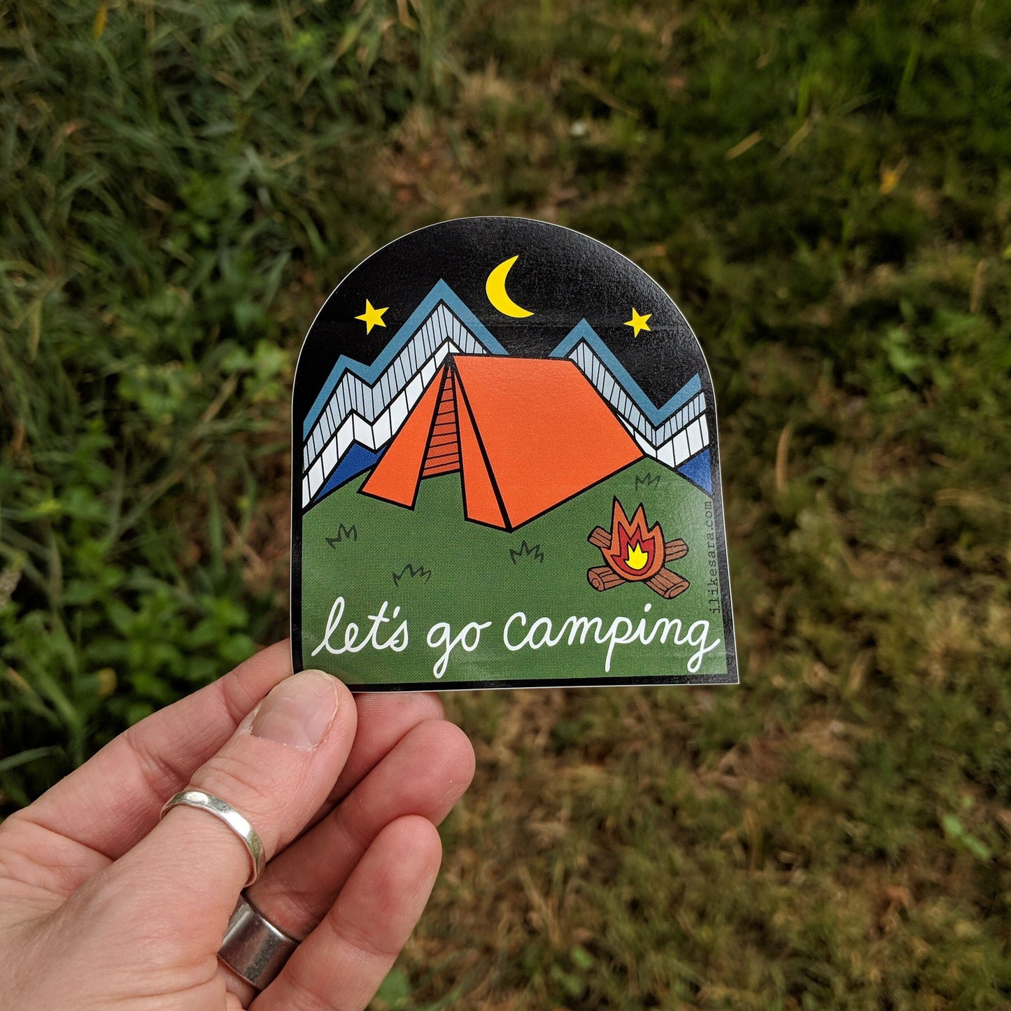 sticker | let's go camping - waterproof uv-resistant vinyl nature decal