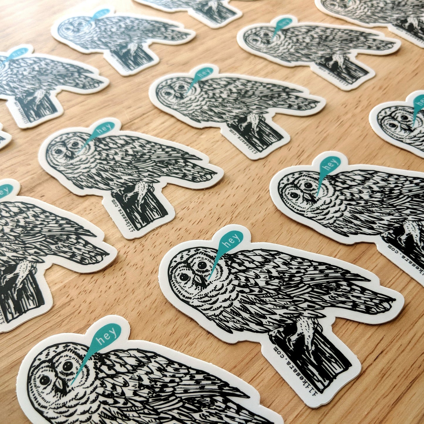 sticker | hey owl - waterproof uv-resistant vinyl bird decal