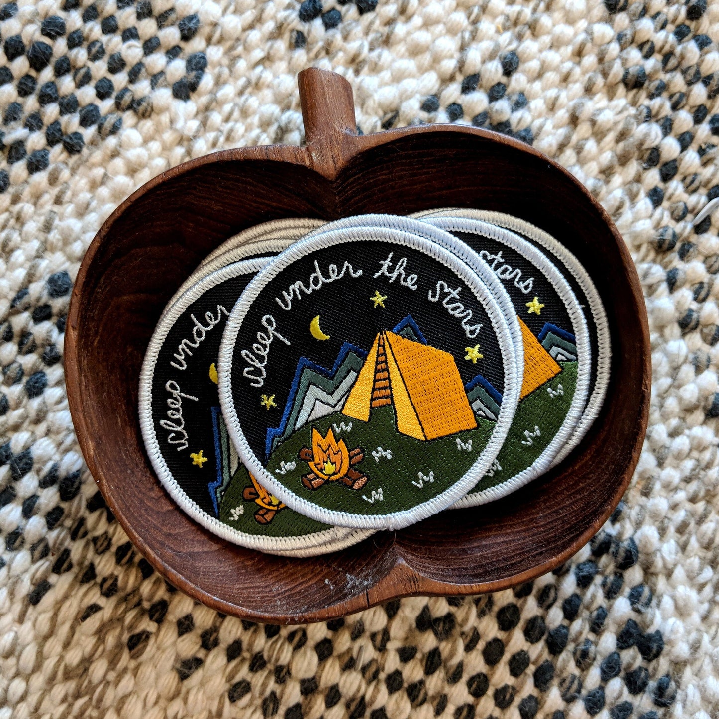 iron-on patch | sleep under the stars - camping 3" round