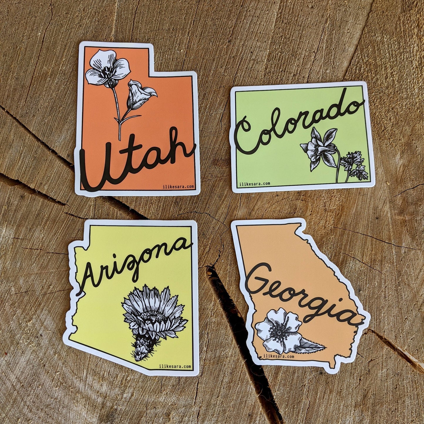 sticker | georgia cherokee rose - waterproof uv-resistant vinyl state flower decal