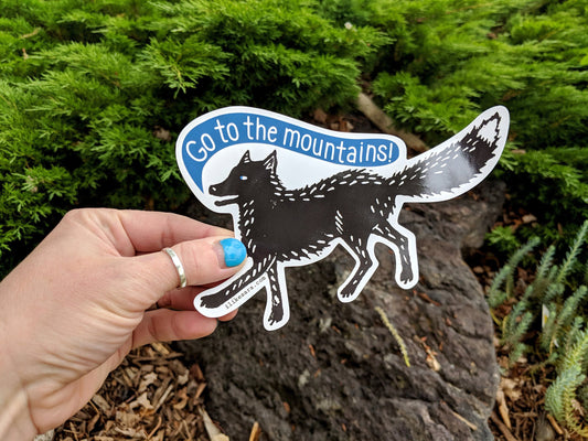 sticker | go to the mountains fox