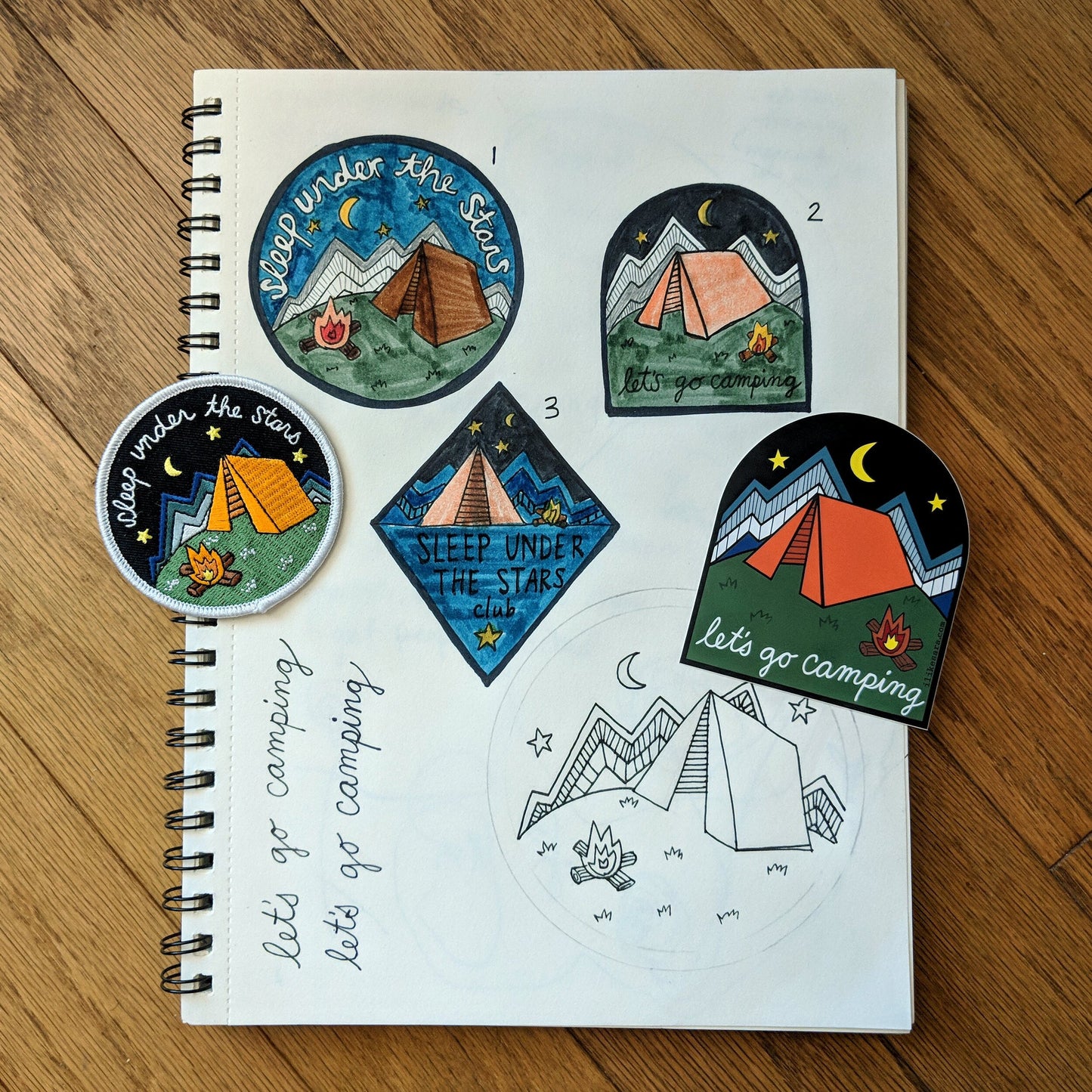 iron-on patch | sleep under the stars - camping 3" round
